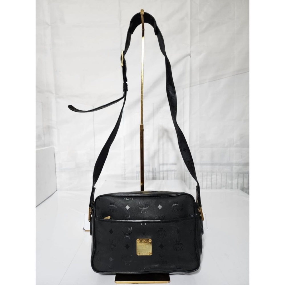 Authentic MCM Vintage Visetos Nylon Crossbody Bag Black